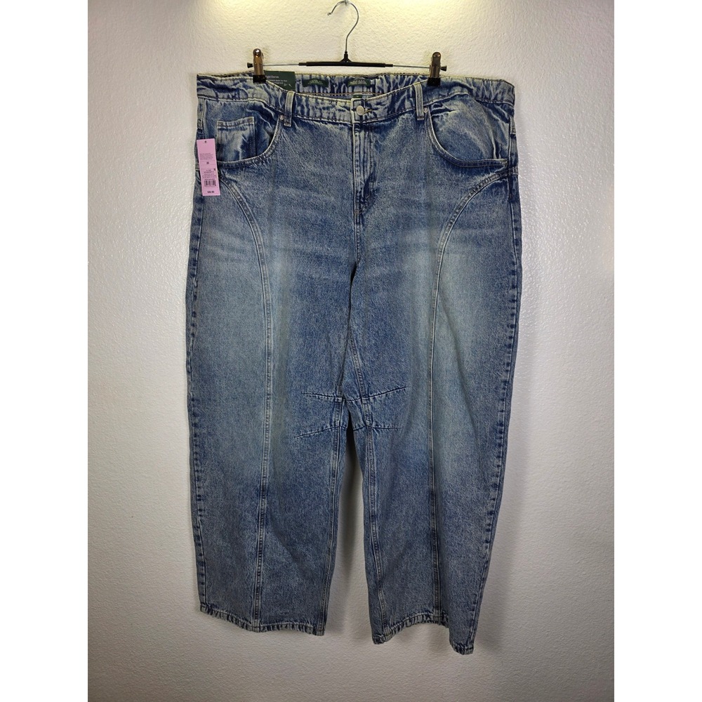 NWT Wild Fable Mid-Rise Barrel Jeans Light Wash Rigid Denim Size 20 30" Inseam